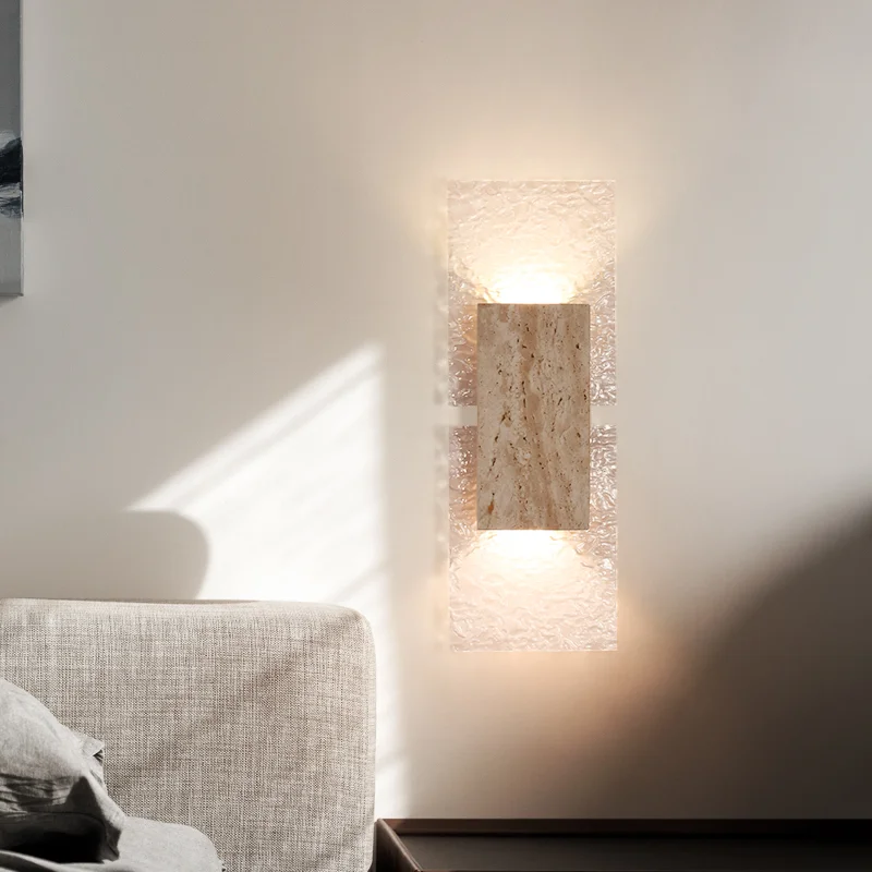 Square Shape Natural Stone Decoration Wall Lights Courtyard Retro Vintage Sconce Hallway Stairs Bathroom Wall Lamp