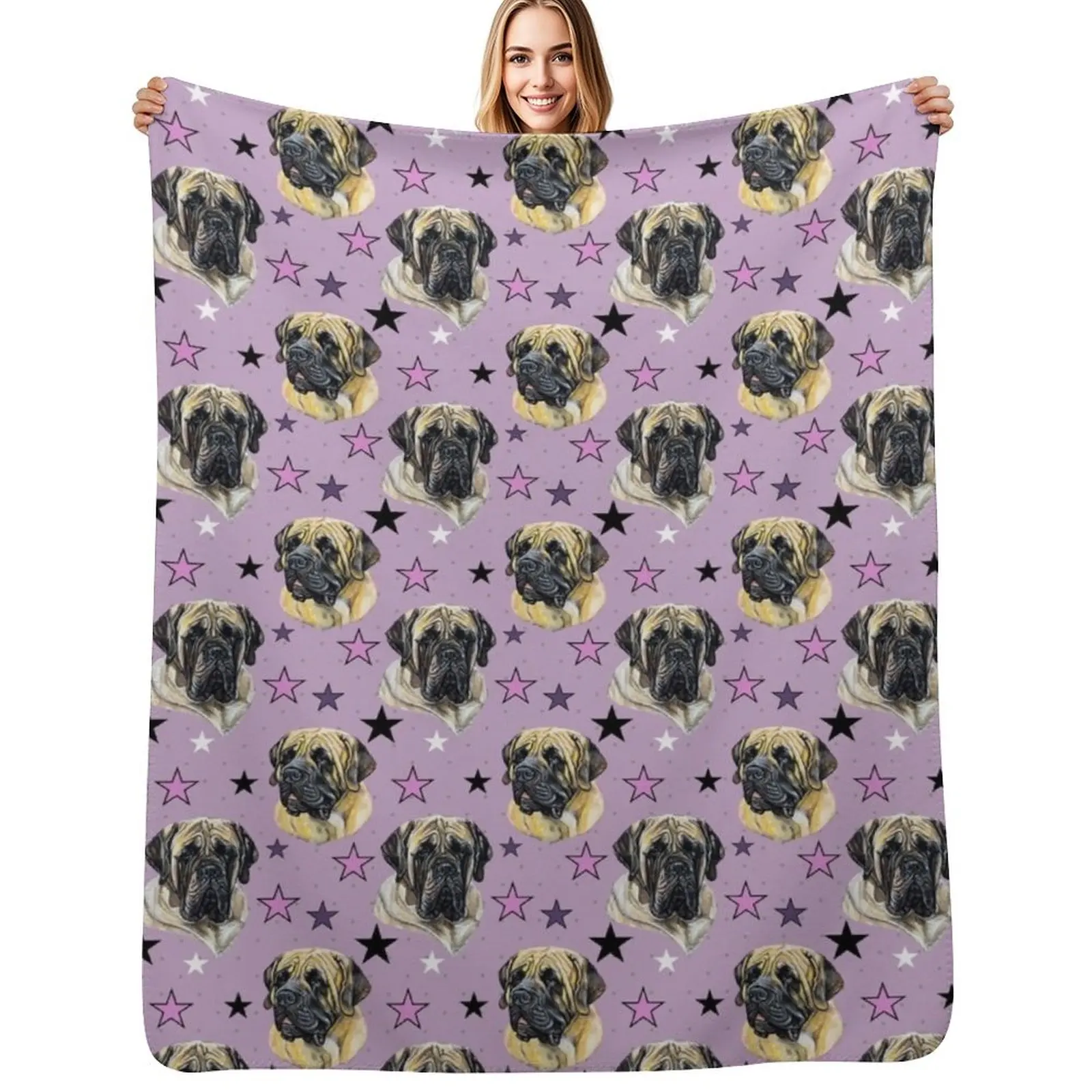 

Mastiff (English) - Pink Throw Blanket Soft Comfort Blanket for Reading Watching TV