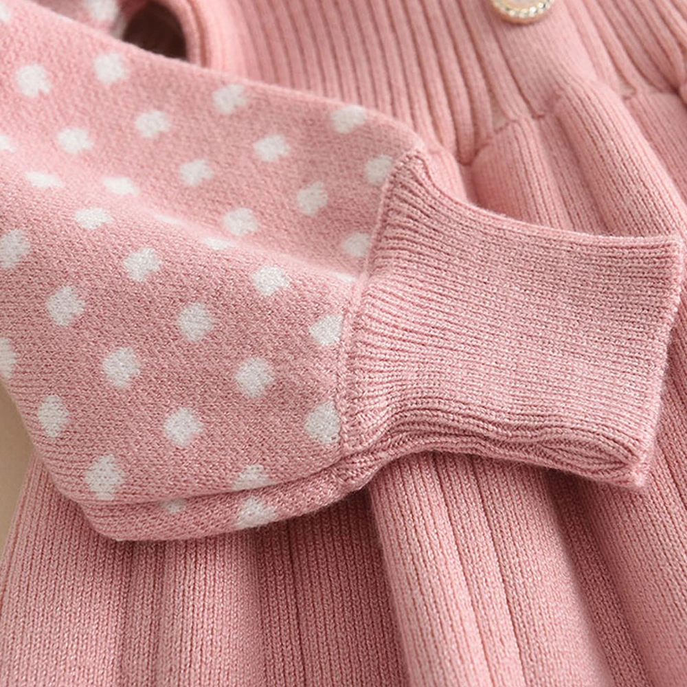 Bear Leader Girl Baby Sweater Knitted Dress Warm Sweater Dress Polka Dots Girls Infant Casual Pleated Princess Dresses Vestidos