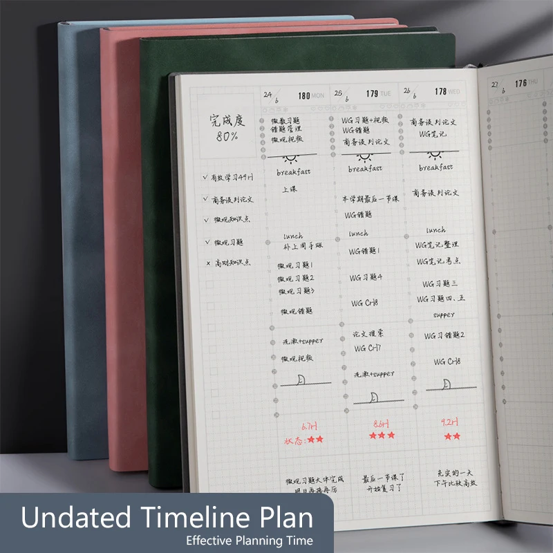 Creative Undated A5โน้ตบุ๊ค Timeline Plan นี้ Schedule Planner สำหรับตาราง University ปริญญาโทและเอกการตรวจสอบปฏิทิน