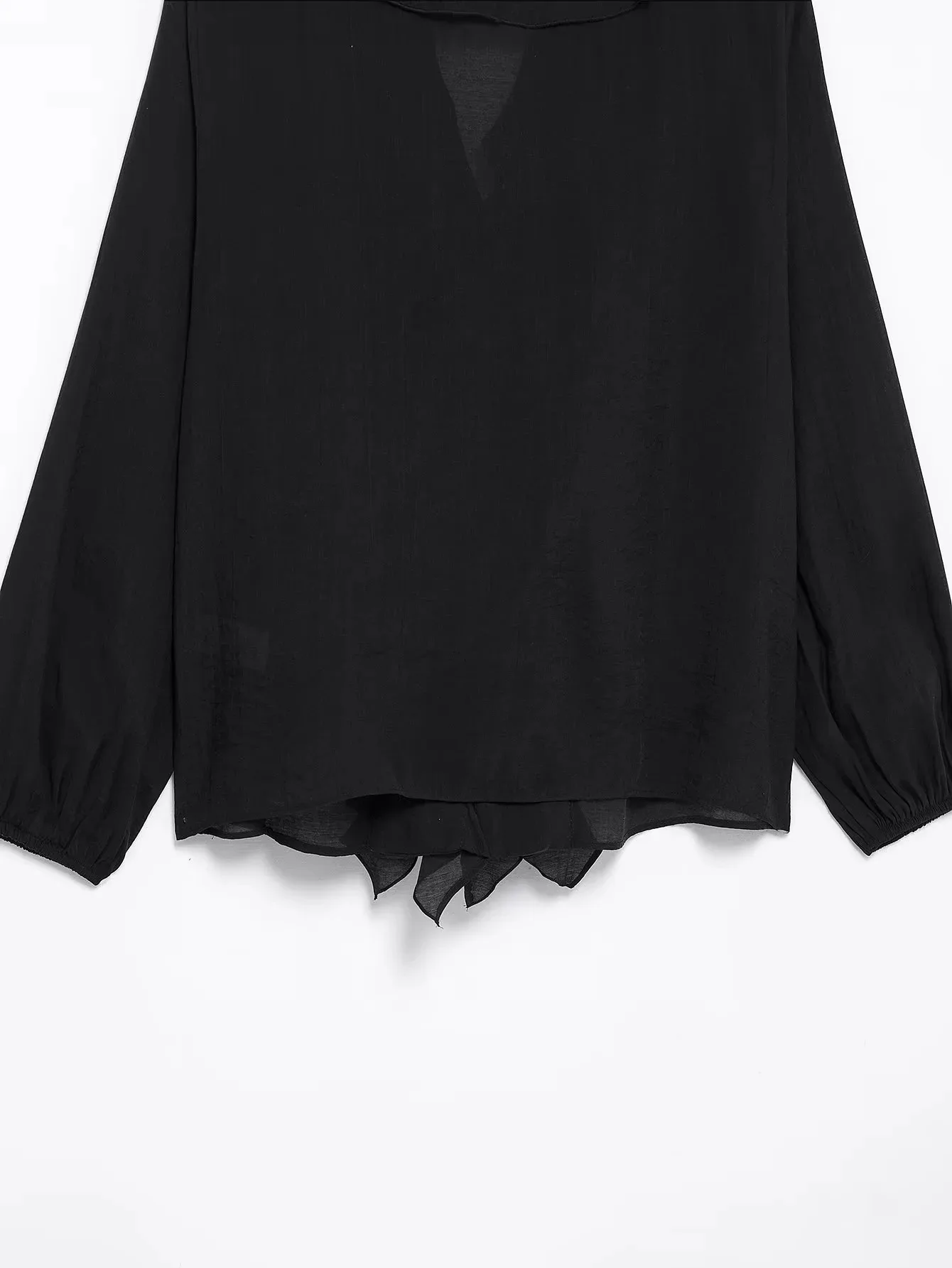 HH Damen Elegante Dünne Einfarbige Sommer-Bluse mit Rüschen, V-Ausschnitt und Puffärmeln, Lässige Damenbluse für Frühling 2026 und Abschlussfeier – Detail 21