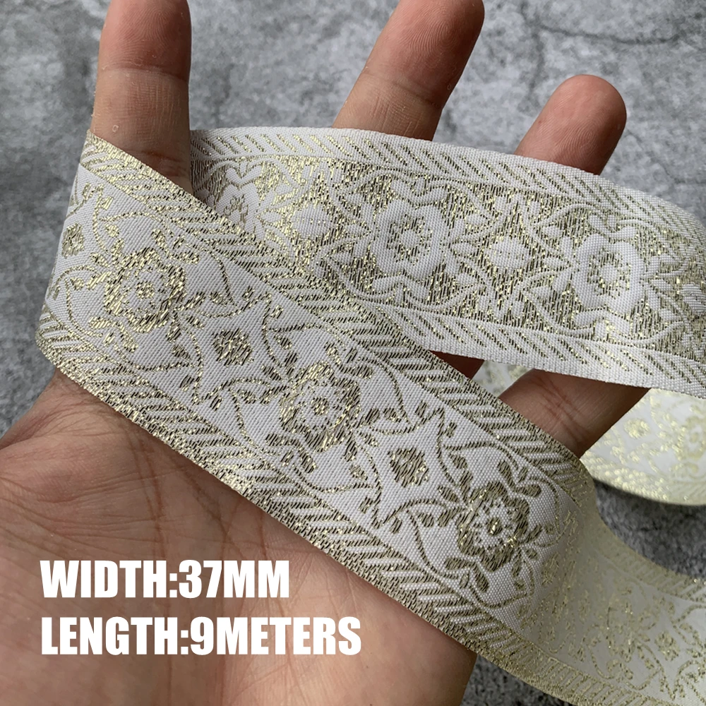 1 CM ~ 4 CM 7 Metros SGold Prata Glitter Preto Branco Vintage Étnico Bordado Fita Boho Lace Trim