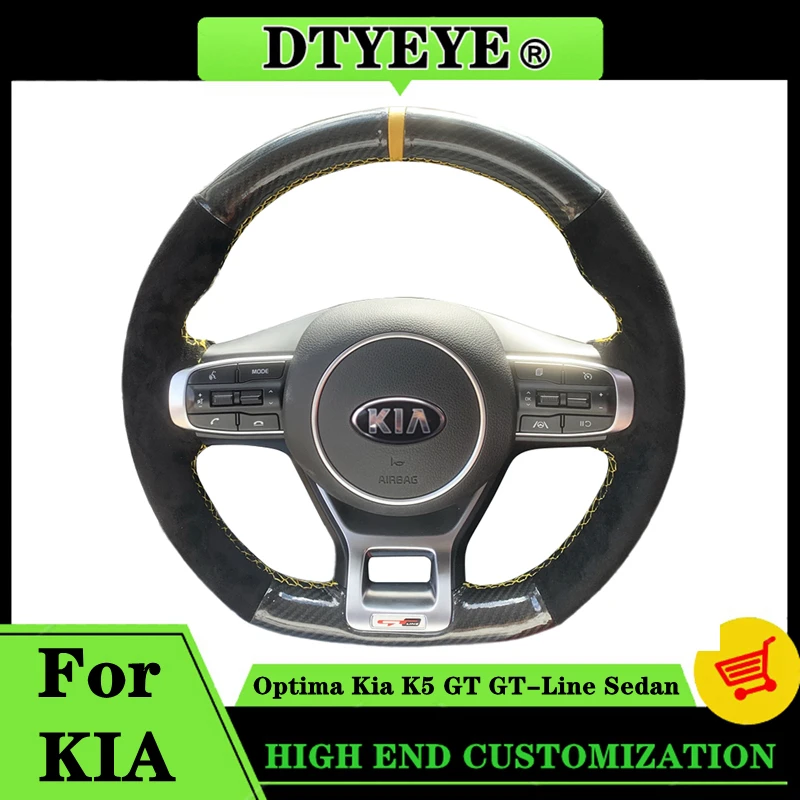 

Customized Car Steering Wheel Cover For Kia Optima Kia K5 GT GT-Line Sedan 2020-2022 Carbon Fiber DIY Steering Wheel Braid