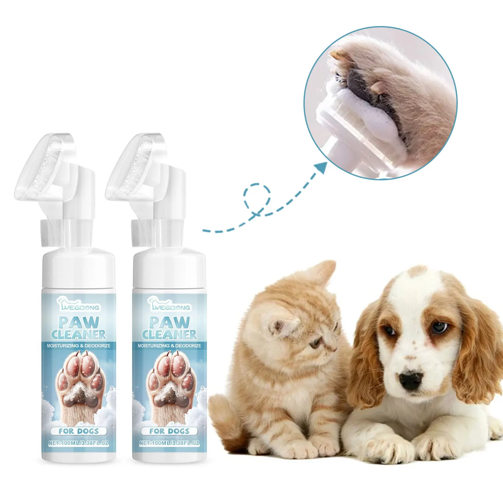 Pets Foot Cleansing Foam No Rinse Foot Washing Waterless Paw Cleanser No Scrubbing Foot Cleaning Dogs Rinse-Free Paws Cleaner