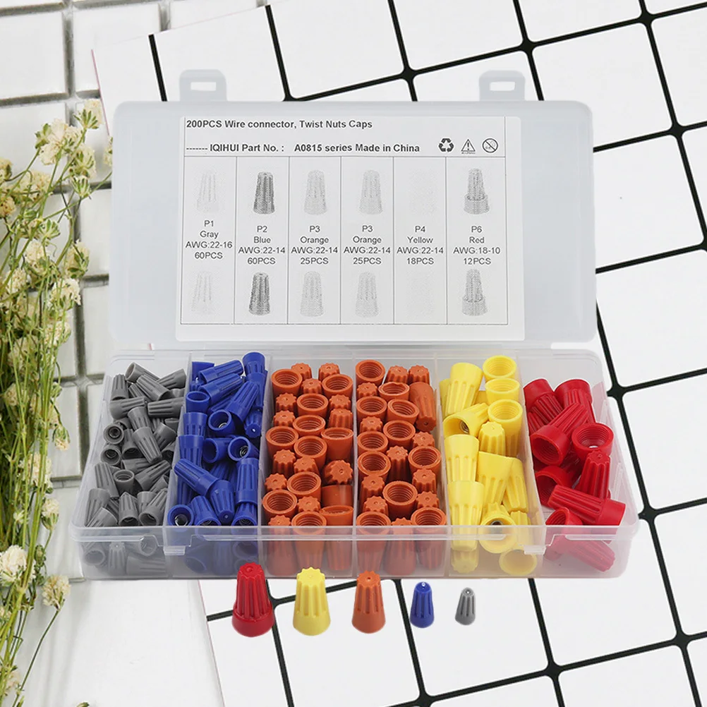 

200Pcs Durable Assorted Electrical Insulated Crimp Terminal Connectors Kit Home Vehicle Repairs Crimp Terminal Connector