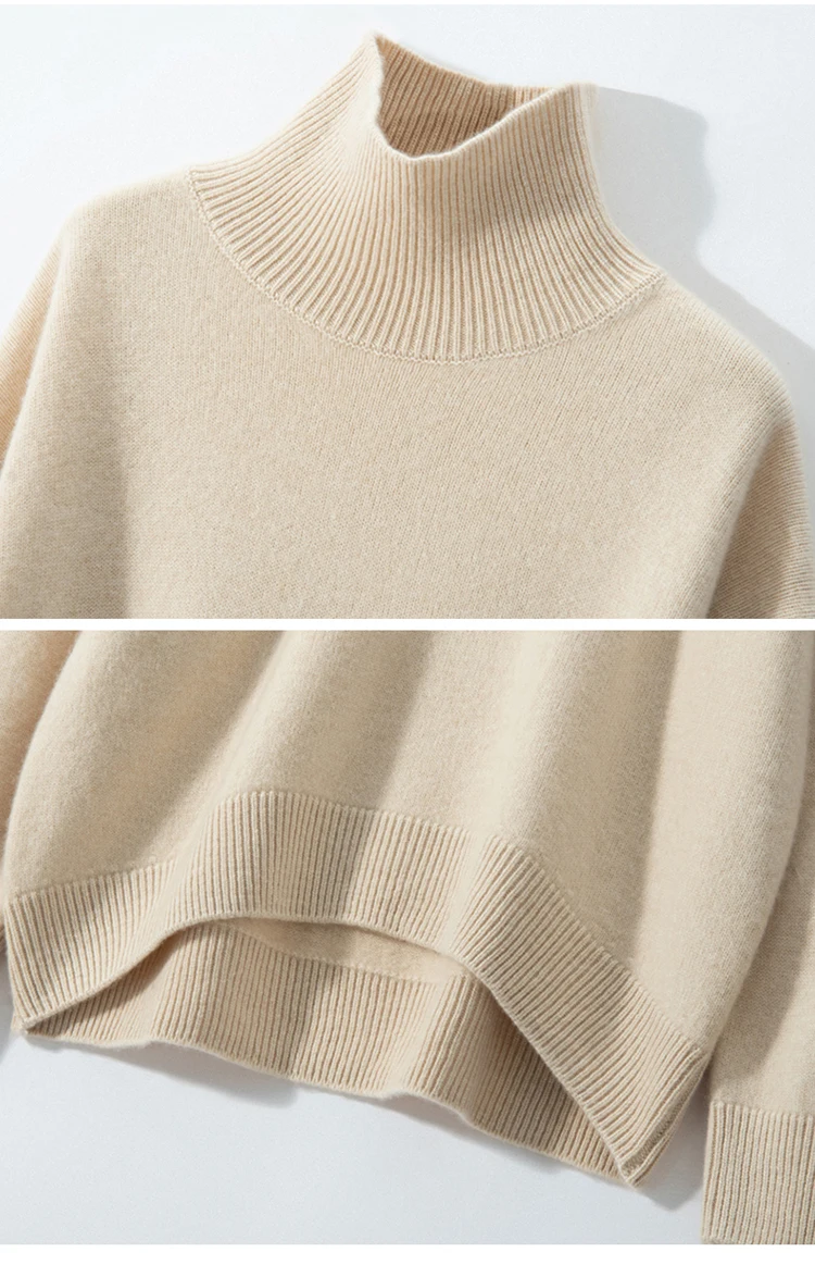 

MEETCC New Women 100% Cashmere Pullove Autumn Winter Fashion Turtleneck Cashmere Sweater Soft Warm Luxury Casual Tops Clothing