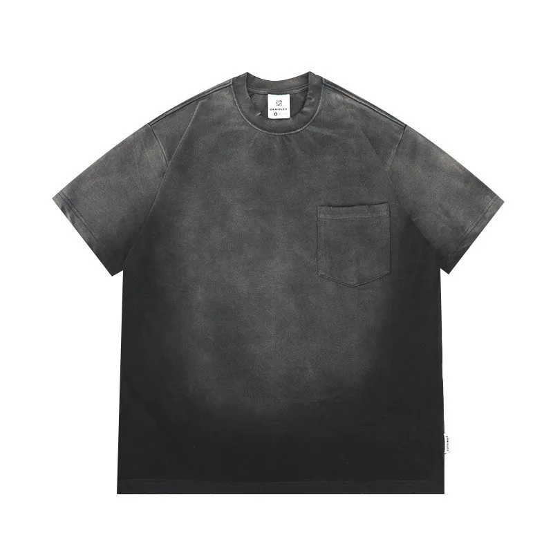 Japanese Retro Washed Distressed Dye Short Sleeved T-shirt for Men's Trendy Loose Casual Short Sleeved Top — купить у AliExpress WW