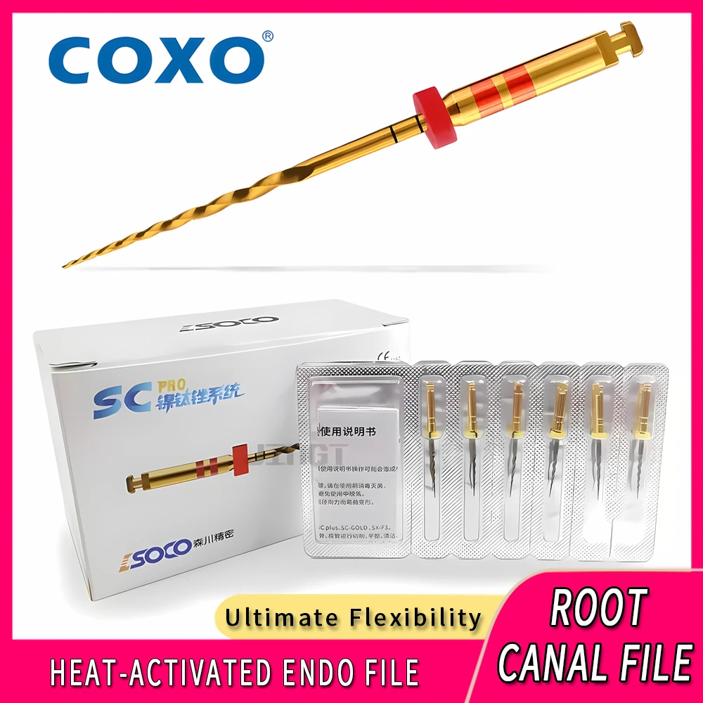 

COXO SOCO PRO Стоматологические файлы корневых каналов - термоактивированный ротационный нитинол, роторные стоматологические эндофайлы для лечения целлюлозы, 6 шт./кор.