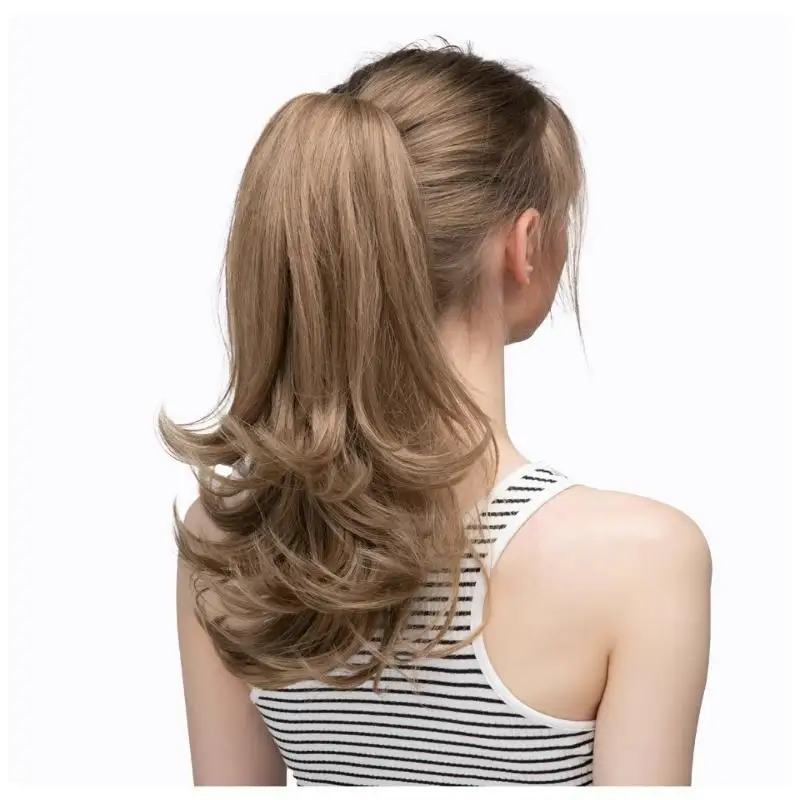 

【IIOO】1PC Wig Ponytail Hair Clip Synthetic Claw Clip 14" Extensions Wavy Hairpiece Fake Hair False Pigtail With Elastic Band