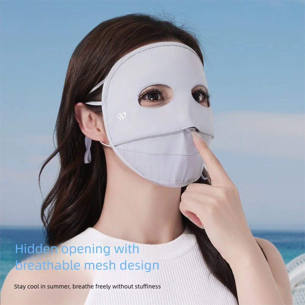 

Новая дышащая маска из ледяного шелка, эластичная анти-УФ-полнолицевая маска, однотонная бесследная солнцезащитная маска для женщин