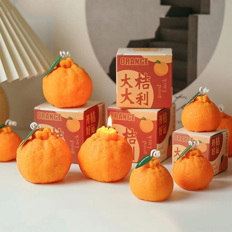 

Ins Ugly orange scented candles home decoration accessories modern decor fruits fragrant candles birthday gifts shooting props