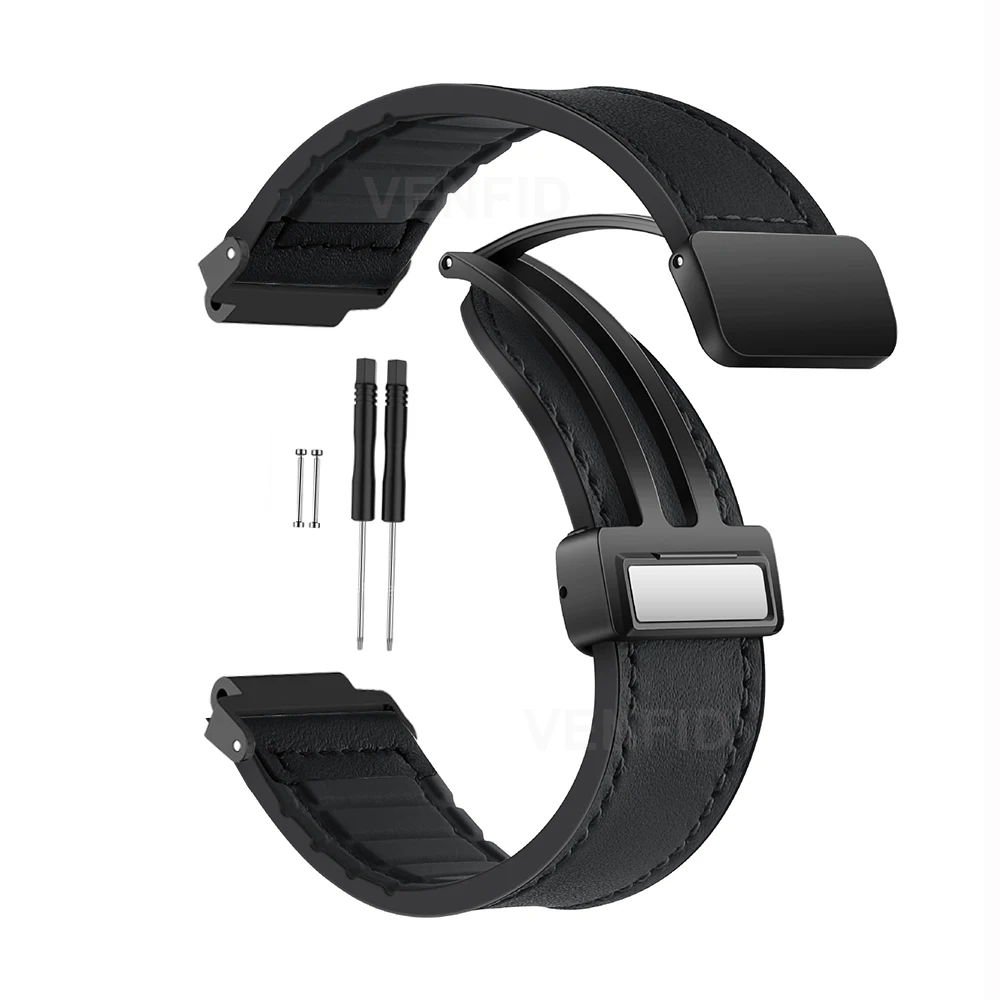 Magnetic Silicone Leather Band For Garmin Forerunner 735XT Watch Bracelet Strap Loop For 220 230 235 620 630 Approach S5 S6 S20