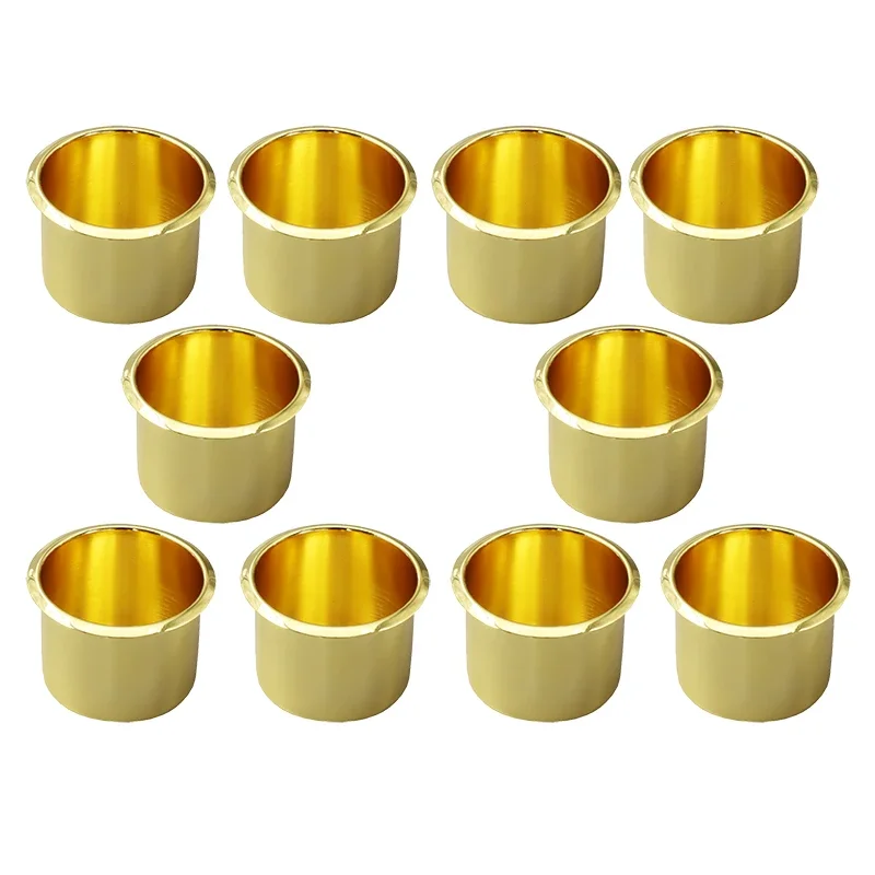 

10 PCS Golden Stainless Steel Cup Holder Inlaid Desktop Cup Slot Motorhome Modification