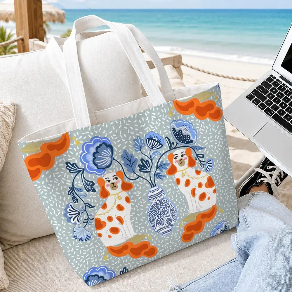 Mandala Floral Throw Storage Bags 2PC Makeup Pouch Set Canvas Double-Sided Print with Zipper for Shopping Travel