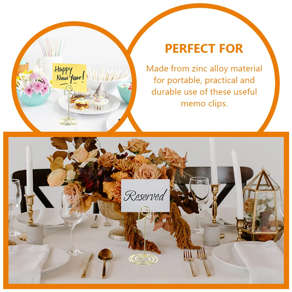 8 Pcs Business Card Holder for Desk Table Number Holders Photo Tables Zinc Alloy Picture Clips Metal