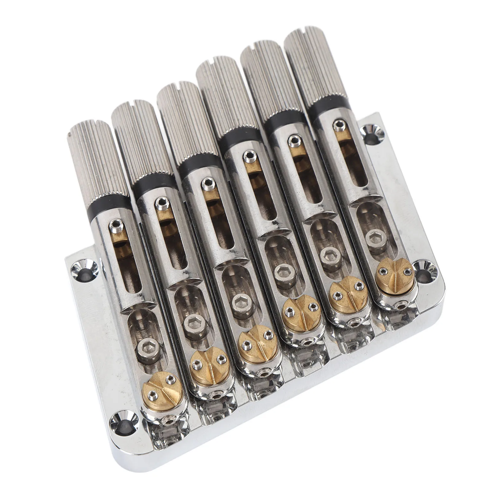 6 String Headless Guitar Bridge Oblique Fret Saddle Bridge Replacement for Electric Guitars Silver Metal Headless Guitar Bridge