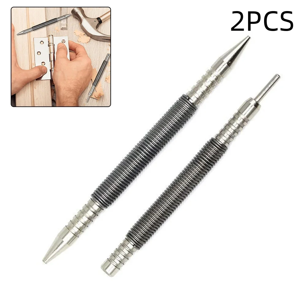 2PCS Double-head Spring Nail Hammerless Set Punch Tool 3500 PSI Hinge Pin Nail Remover 1/16 & 1/32 Inch Hand Tools