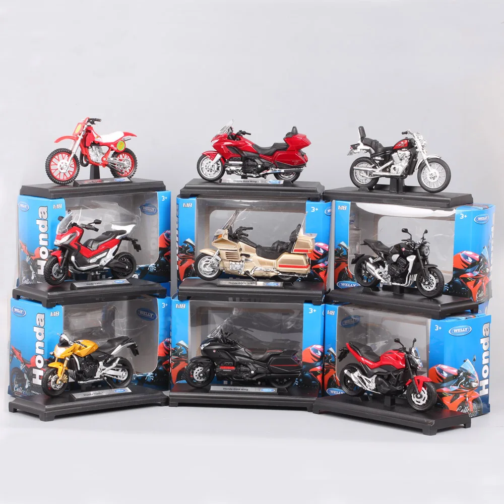 Welly 1/18 Scale Honda X adv CB1000R CBR650F NC750S Gold Wing CR250R Hornet Motorcycle Model Diecast Toy Bike Replicas