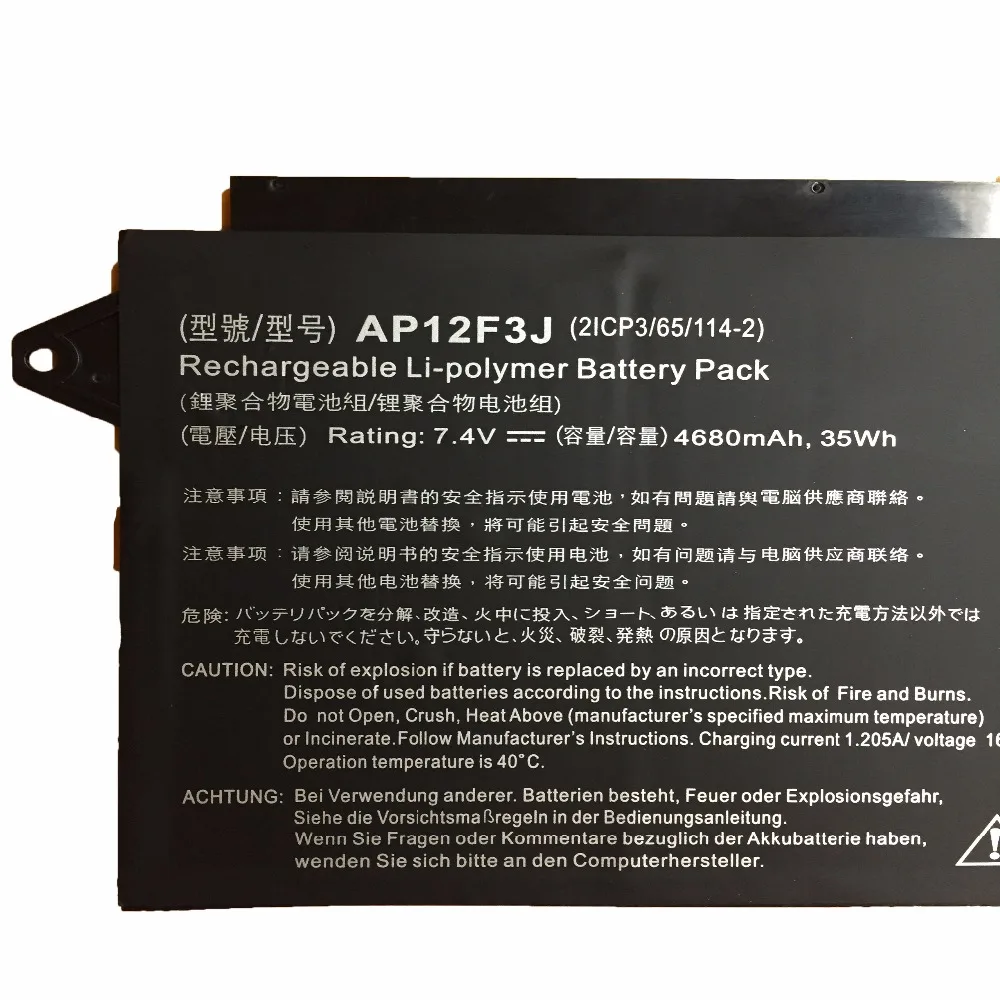 新しいオリジナルのラップトップバッテリー,7.4v,35wh,4680mah,ap12f3j,acer ap12f3j 2icp3/65/114-2 aspire 13.3インチs7 S7-391