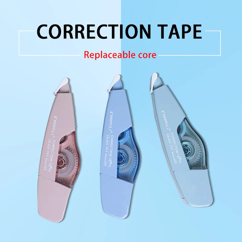 white out 6 sets, main body with replacement core, silky smooth, quick drying, large capacity correction tape