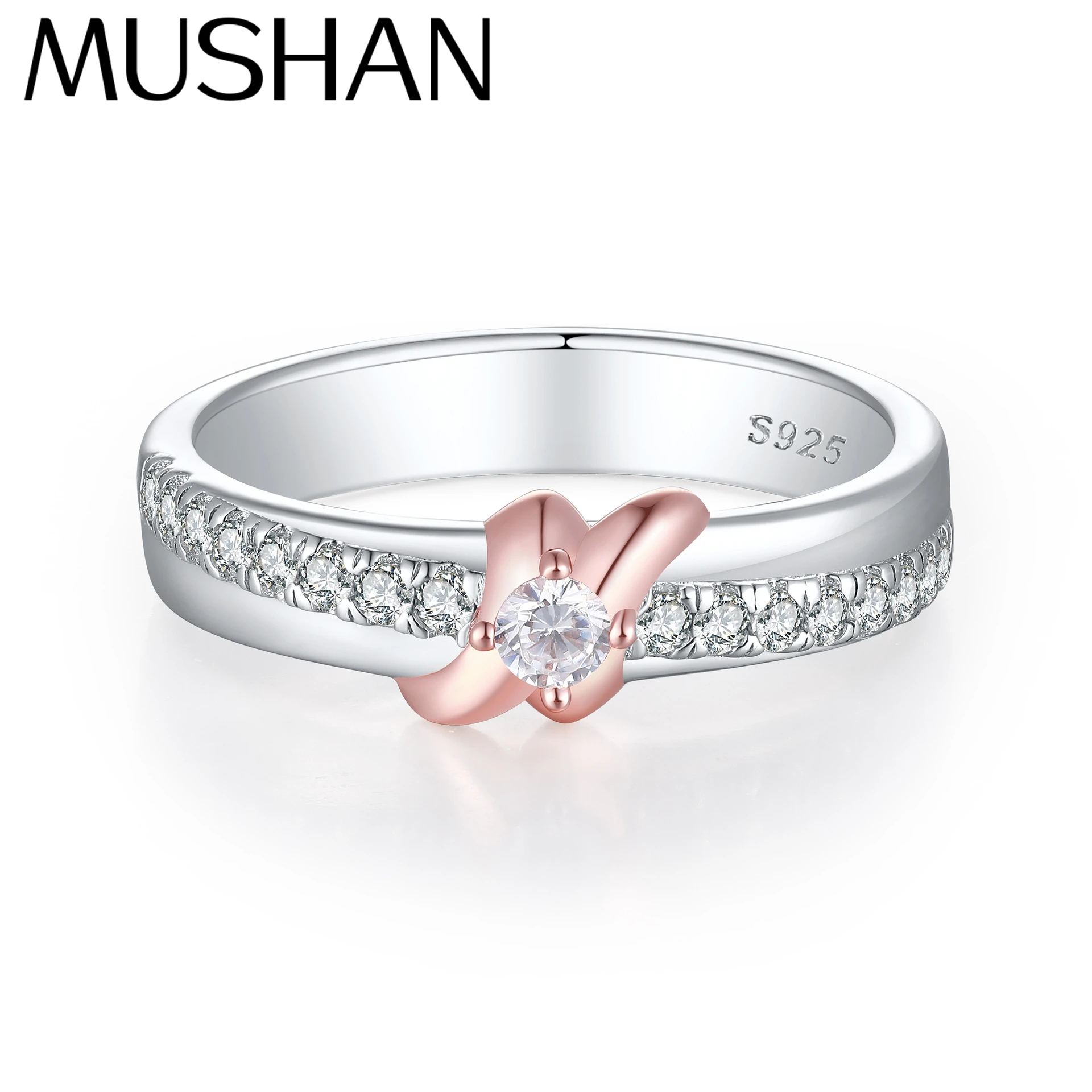 

Ювелирные изделия MuShan: Кольцо из стерлингового серебра 925 пробы с высокоуглеродистым бриллиантом, романтический и роскошный стиль, женские кольца, изысканные ювелирные украшения