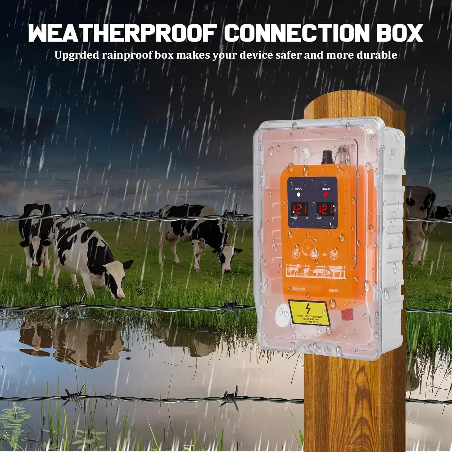 15KM Electric Fence Energizer 2 Joules 7-13KV Electric Fence Charger for Livestock for Wildlife Prevention with 200m Cable
