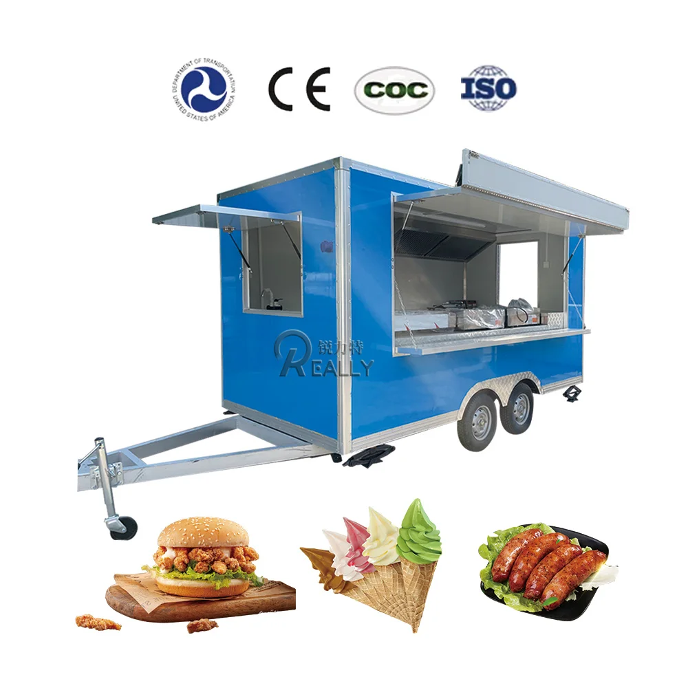 2025 Popular Customizable 4m Food Trailer Pizza Burger Ice Cream Coffee Cart Factory Price Food Truck