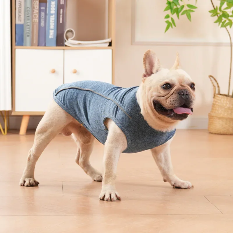 ペット用反射ポリエステルTシャツ,子犬用ソフトベスト,春服,小型,中型,大型犬用,フレンチブルドッグ