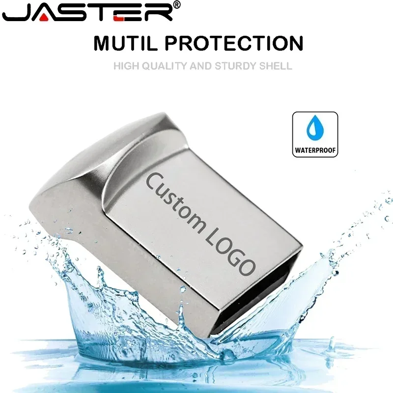 Mini Metal USB Flash Drives Silver Gifts Memory Stick Pen Drive Waterproof Storage Devices 32GB 64GB Actual Capacity U Disk