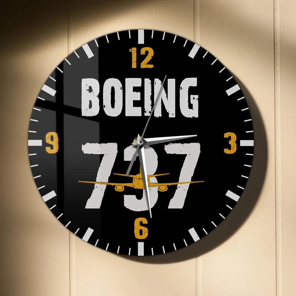 Boeing 737 Airplane Inspired Silent Quartz Wall Clock Aviation Home Decor Timepieces Airliner Aircraft Art Clock Stewardess Gift