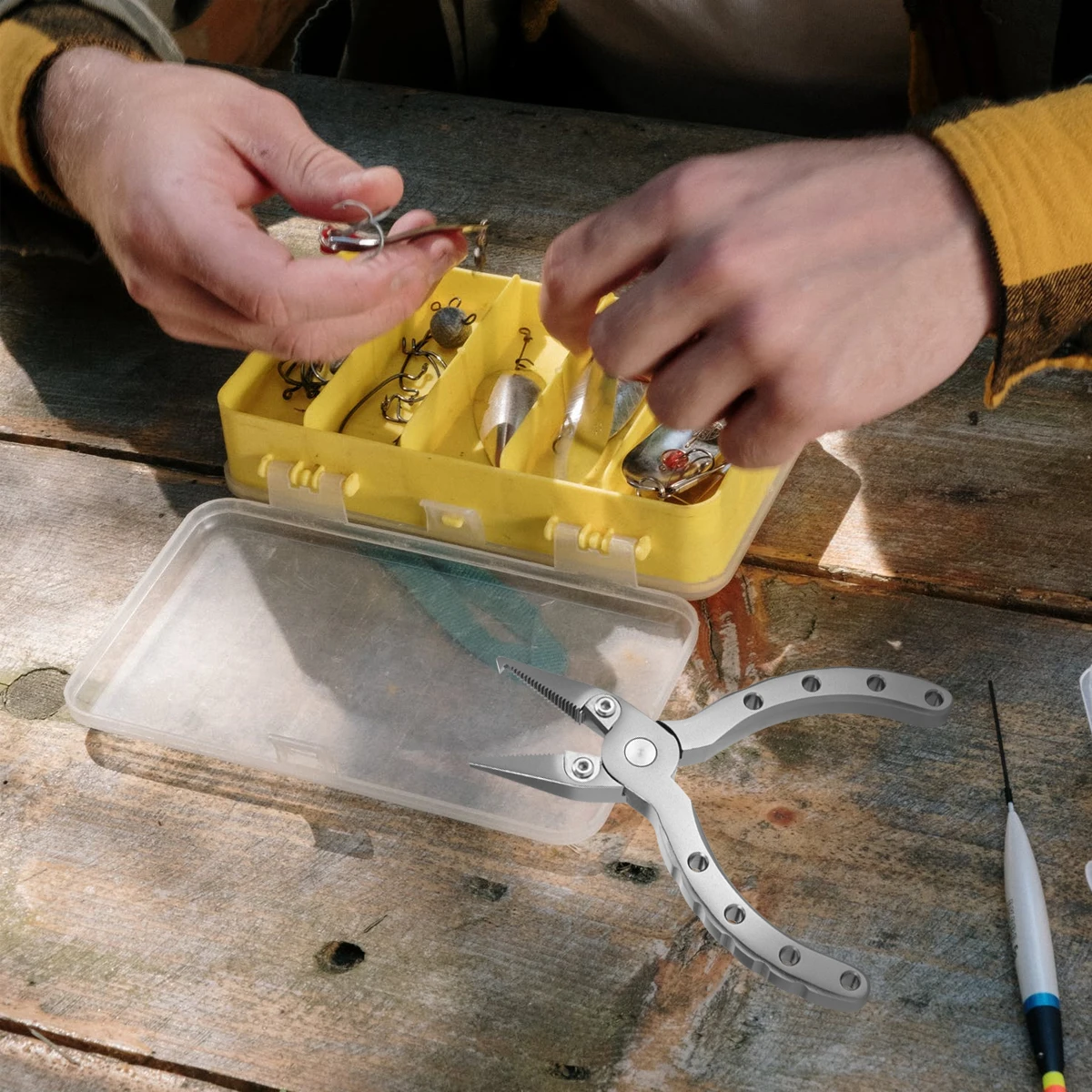 

Aluminum Fishing Pliers Split Ring Opener Braid Line Cutting Hook Remover Tackle Tools Easy Use Anti Corrosion Strong Jaws