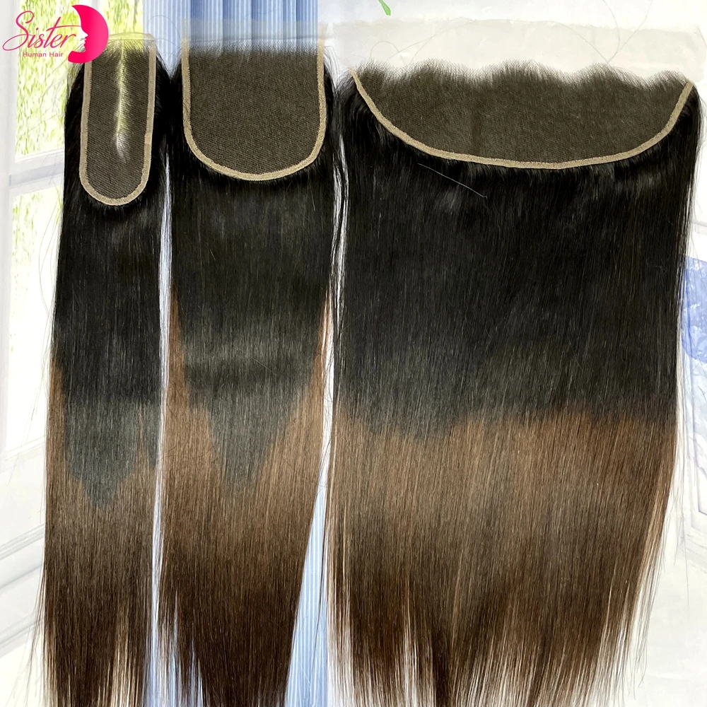 3/4 + 1 pacotes retos de osso vietnamita com 13x4 frontal 100% pacotes de cabelo humano cru duplo desenhado com fechamento de renda 2x 6/5x5 hd