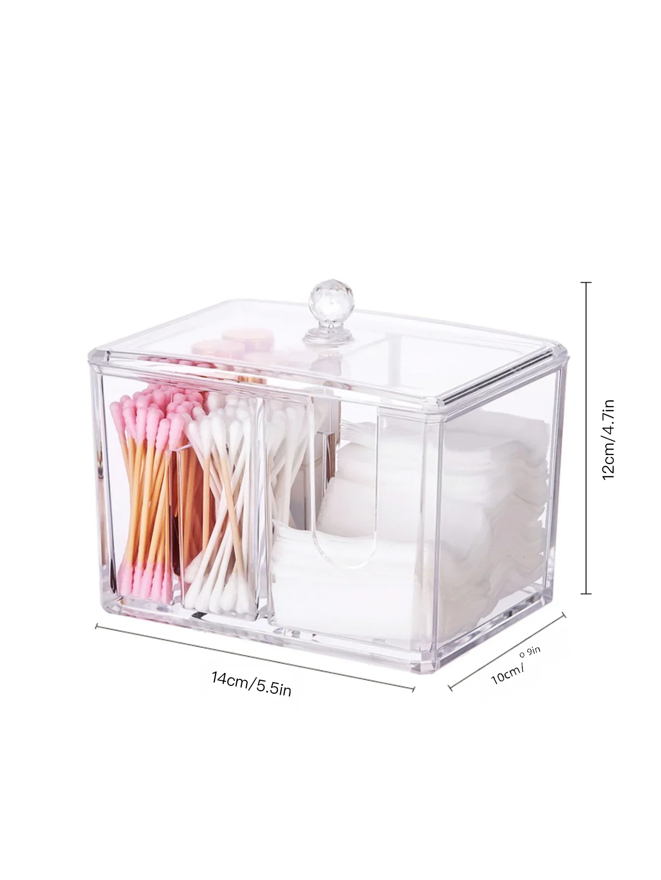 Cotton Swab Storage Box Square Transparent With Cover Dustproof Multifunctional Makeup Makeup Removal Portable Desktop Plastic