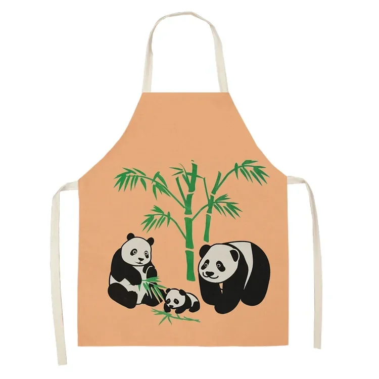 Cartoon Cute Panda Sleeveless Print Apron Children Adult Family Dinner Anti-dirty Apron Home Cleaning Tools Waist Accessories