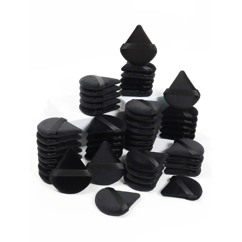 Triangolo nero Soffio per cipria Spugna per trucco viso Morbido velluto Cosmetici Soffio Miscelatore Fondotinta di bellezza Spugna per trucco Accesso al trucco