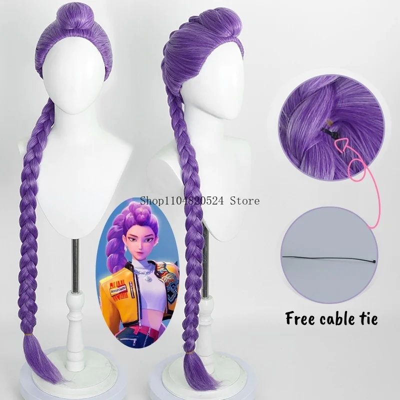 Filme kpop cosplay peruca mira rumi zoey demônios caçadores roxo preto vermelho cabelo longo resistente ao calor perucas sintéticas carnaval adereços