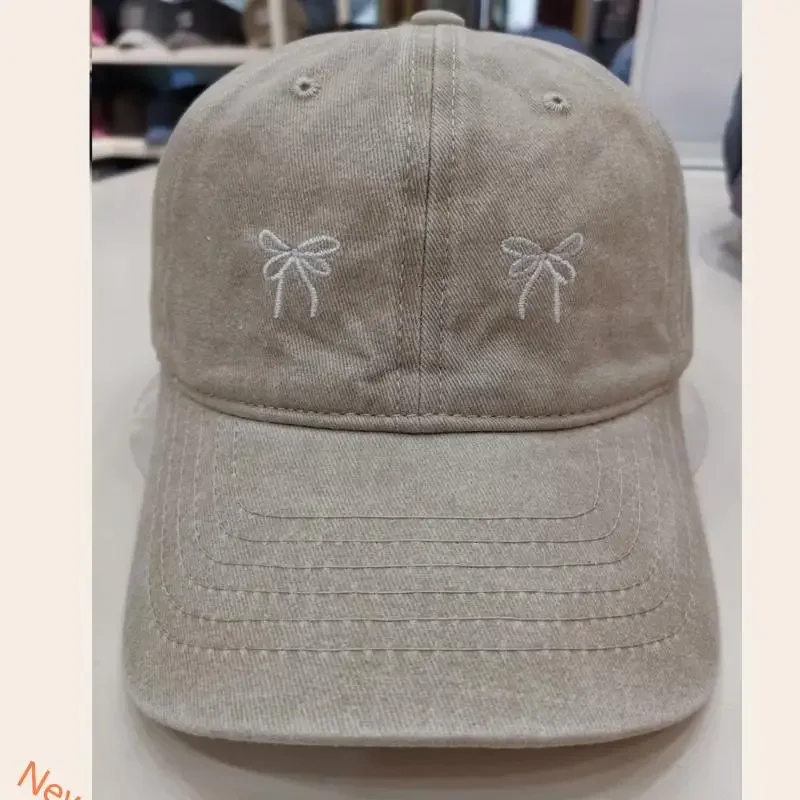

Summer Sunproof Baseball Hat with Embroidery Bowknot Adult Distressed Visor Hat Gathering Teen Sunproof Hat for Cycling LXAD