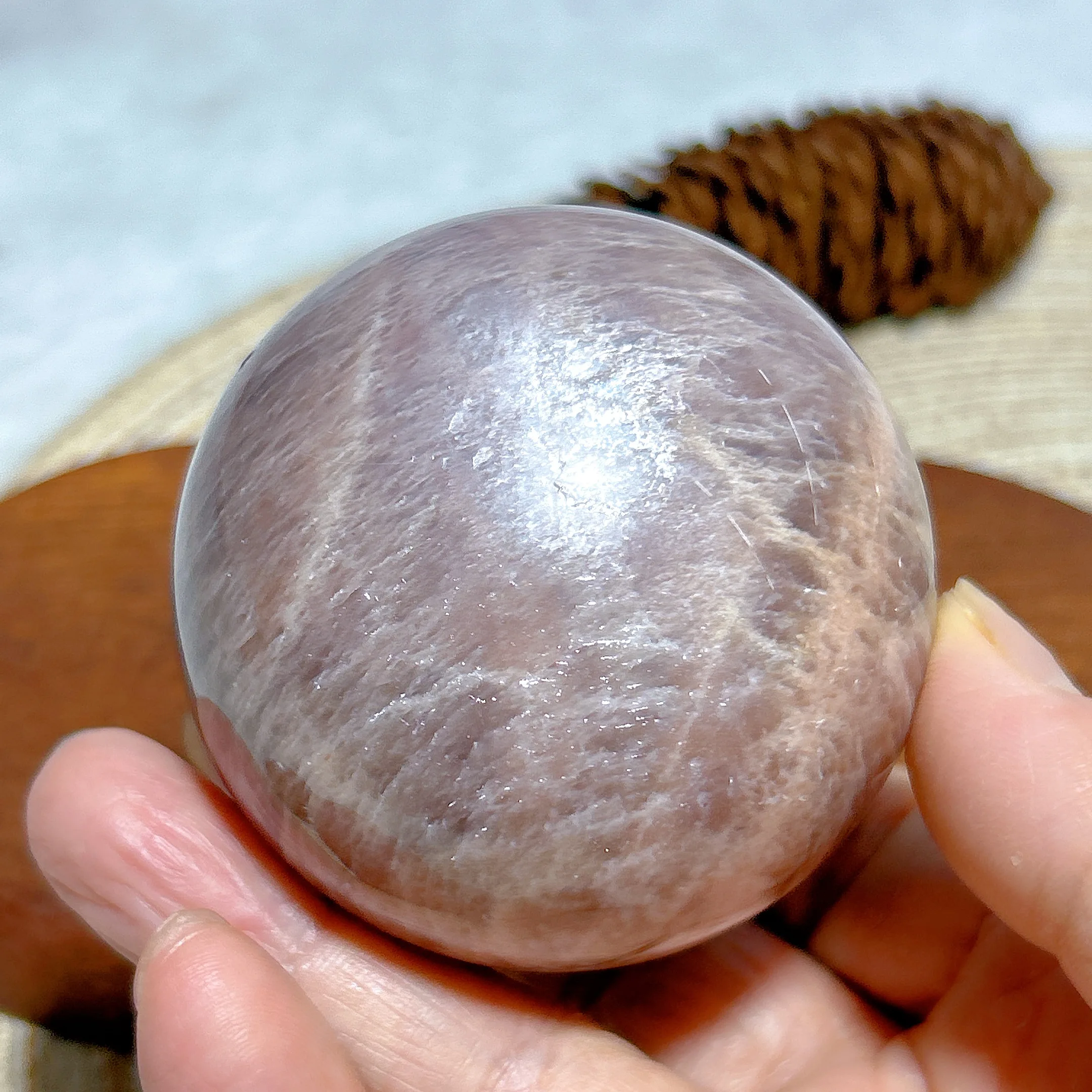 High Quality Natural Crystal Peach Moonstone With Sunstone Sphere Polished Gemstones Mineral Energy Reiki Home Decorations Gift