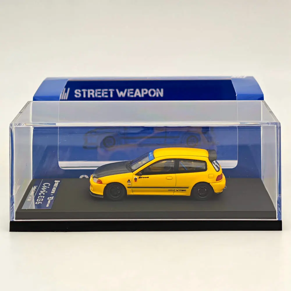 STREET WEAPON SW 1/64 for Civic EG6 Yellow Diecast Models Car Toy Limited Collection Auto Gift