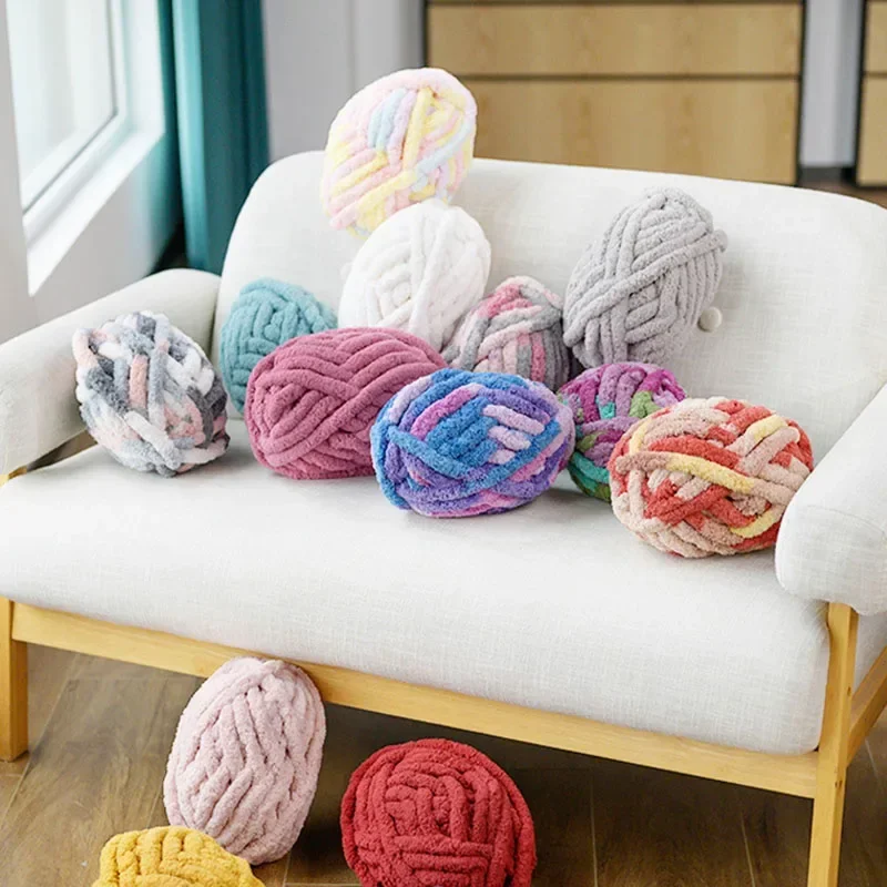 220g Extra Thick Handmade Yarn Thread Large Ball Ice Stripe Thread Hand Woven Scarf Blanket Seat Cushion Pet Nest Thread Ball