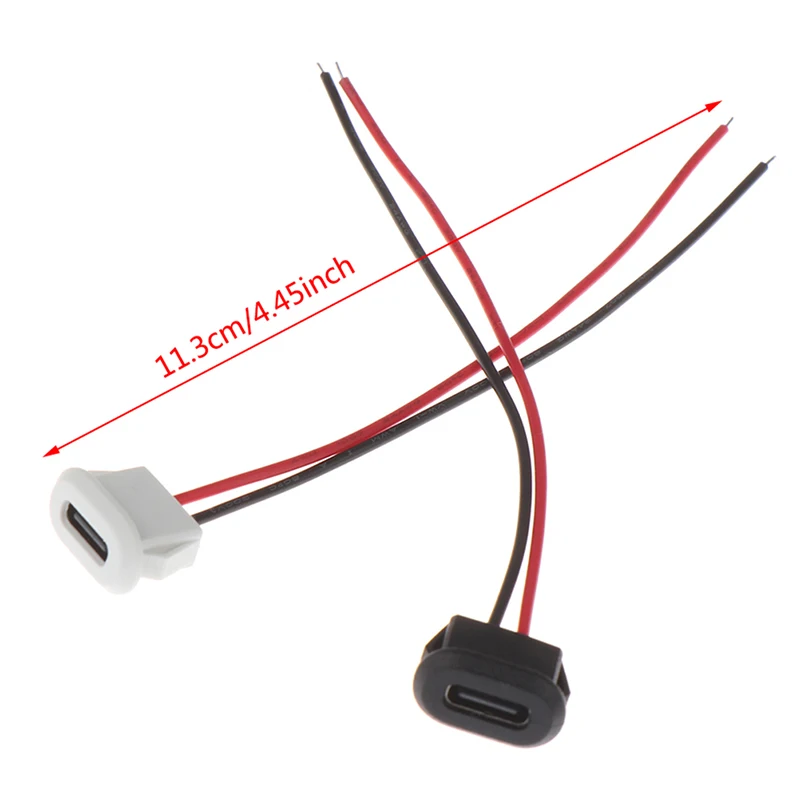1PC 2 Pin USB-C Type Waterproof USB Connector Direct compression female base Female Socket Charging Interface With Welding Wire