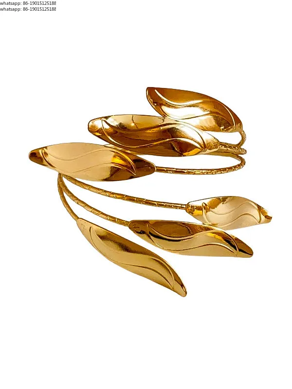 European and American leaf bracelet, arm ring, silver niche design, arm bracelet, exotic bracelet, exaggerated accessories.