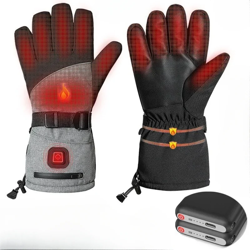 Intelligent Heating Ski Gloves, Electric, Cold-Resistant, Men's, Women's Cycling, Outdoor, Rechargeable, Winter