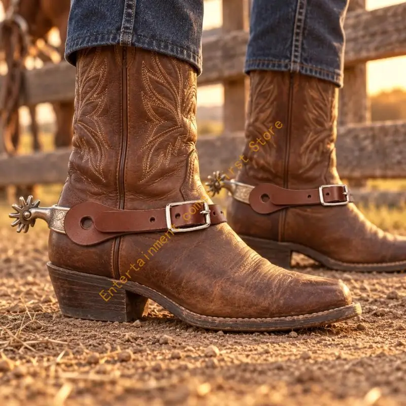 Spur Strap for Equestrians Footwear with a Metal-Tone Pin Closure 55KD