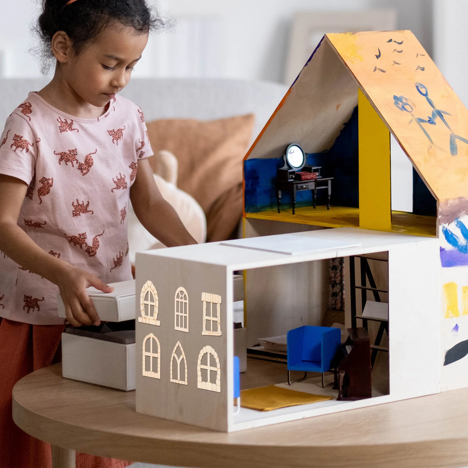 

100Pcs Fairy Door Miniature Garden Gate Unfinished Wood DIY Craft Decorations Window Accessories for Micro Landscape Bonsai