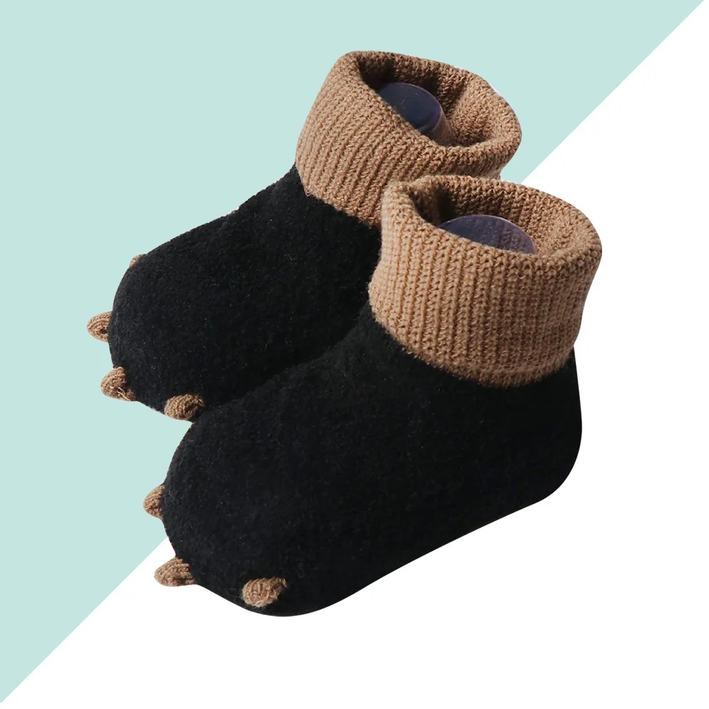 

1 пара нескользящих теплых туфель для малышей, милый дизайн, красивый цвет, тонкая работа, длинные чулки с подошвой 95 см