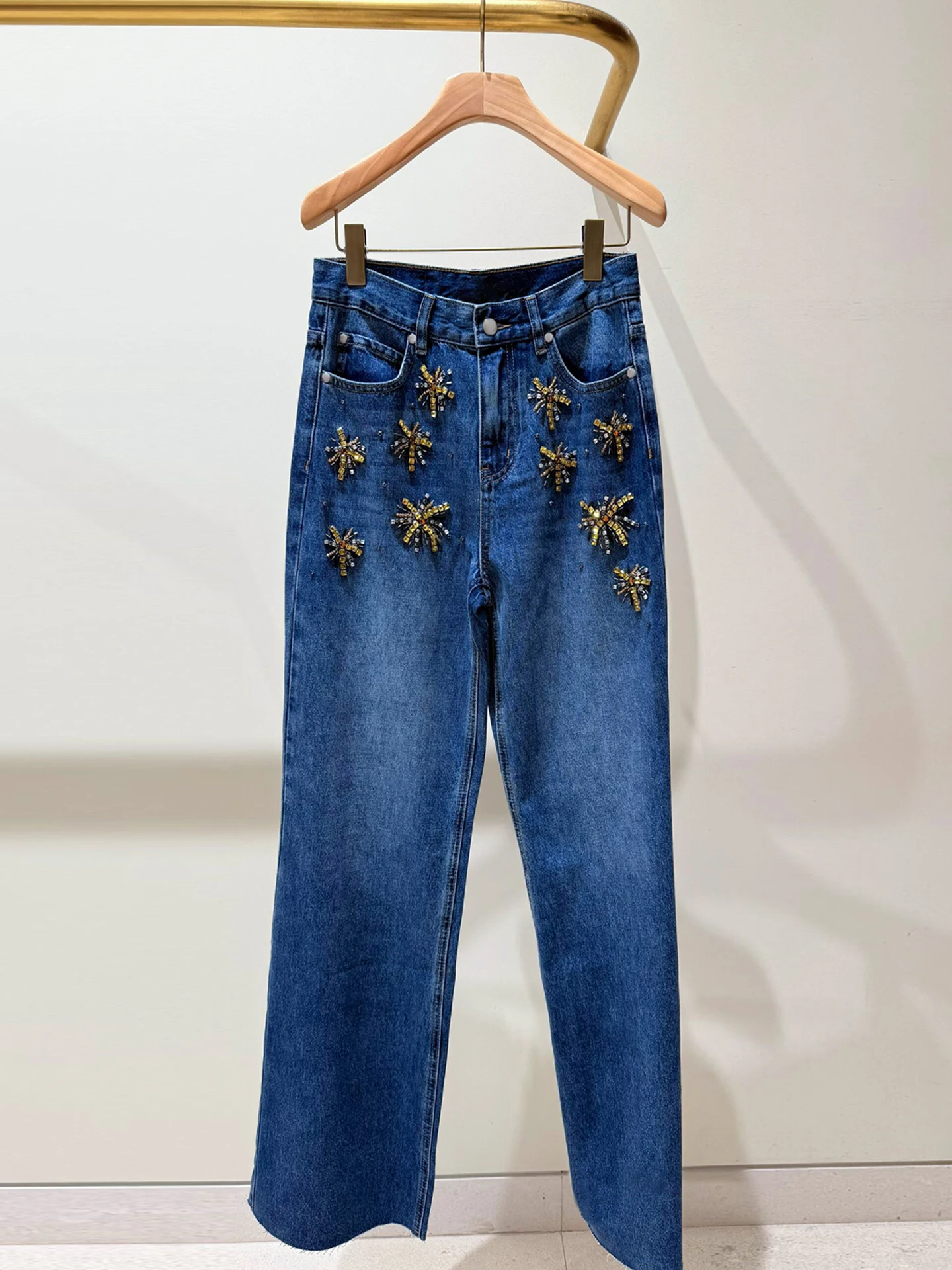 

Модные прямые джинсы с высокой талией и объемными цветами для женщин, осенне-зимний дизайн Sensation S Home So...