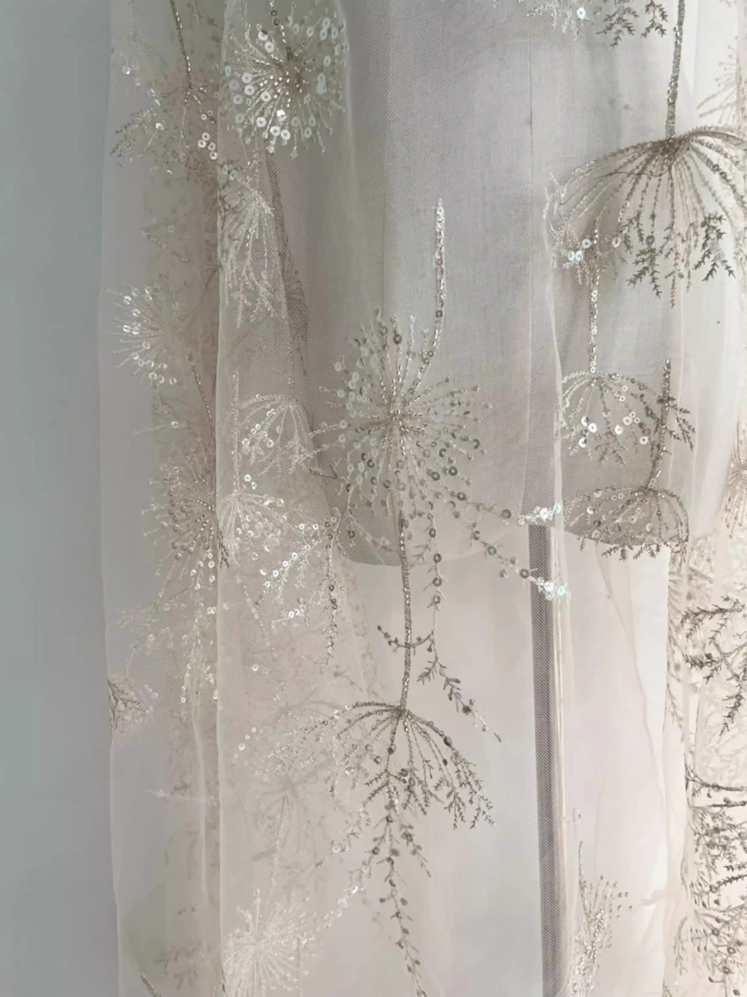 

1 ярд, новая мягкая сетка, ткань для шитья своими руками, одуванчик, блестки, бисер, трубка, вышивка, телес, свадебное платье, ткань Cheongsam