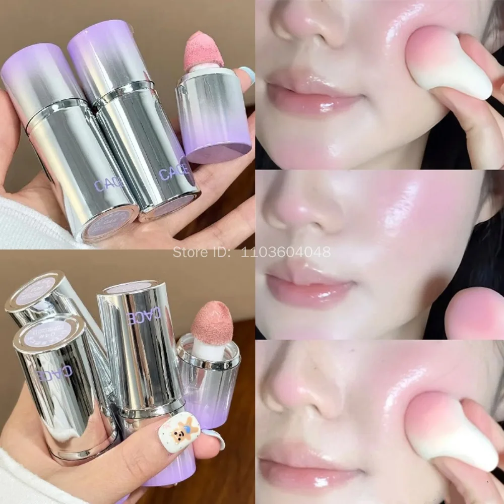Soft Face Liquid Blusher Smooth Cheek Eye Mousse Blush Matte นมสีม่วง Highlighter Stick Rouge กันน้ํา Contour แต่งหน้า