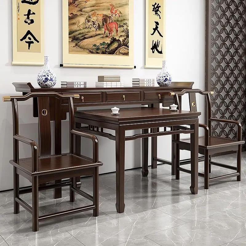 

Rural Zhongtang six-piece solid wood new Chinese eight immortals table simple case offering table Buddhist platform household